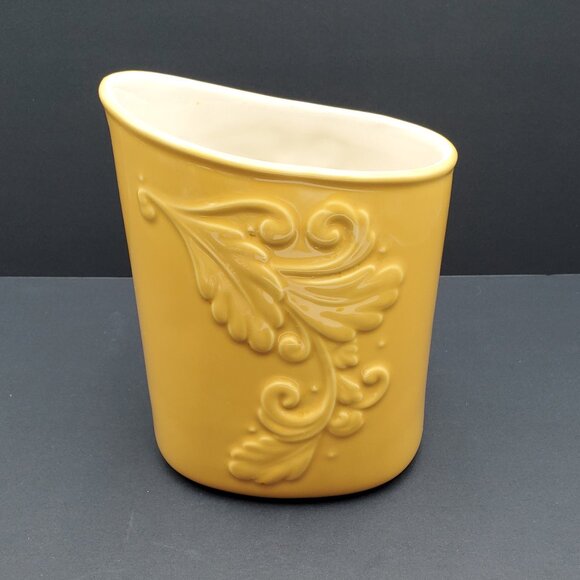 Pfaltzgraff Weir In Your Kitchen Fennel Utensil Holder Yellow Gold Utensil Crock - Picture 1 of 8